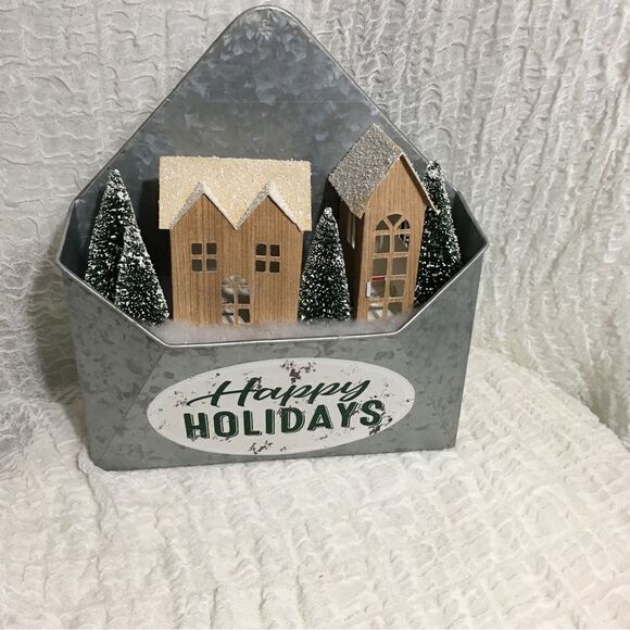 NWT Happy Holidays Tin Envope Wall Decor - Picture 1 of 7